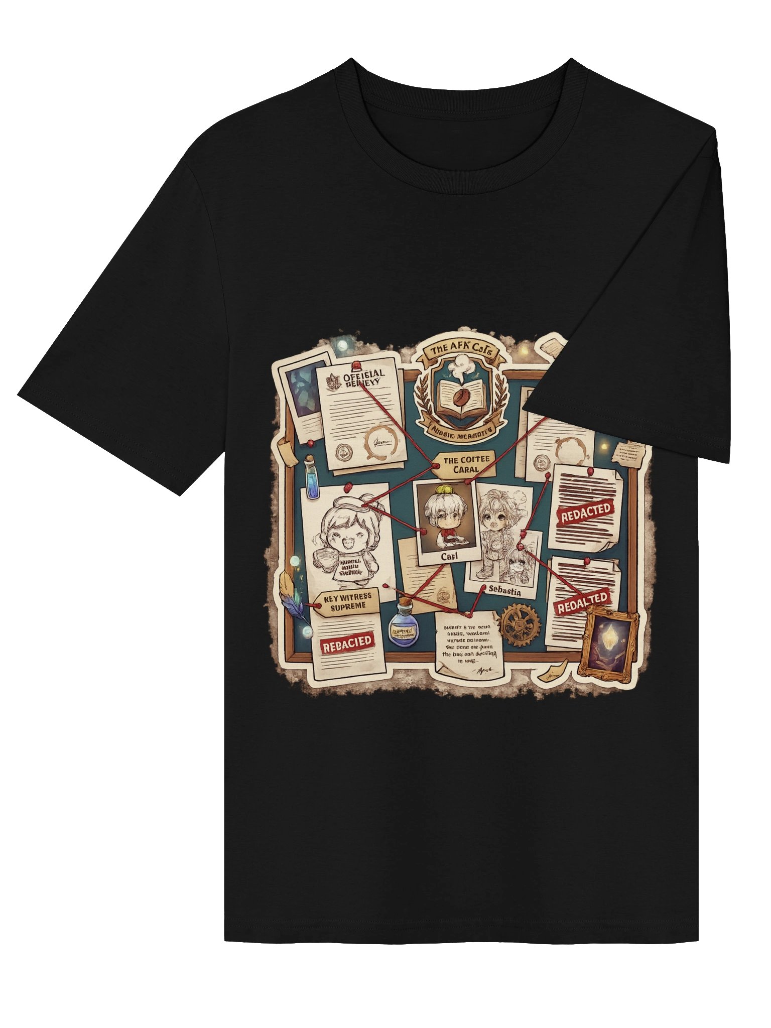 The Coffee Cabal Investigation Board | AFK Cafe Magic Academy Tee product image (4)