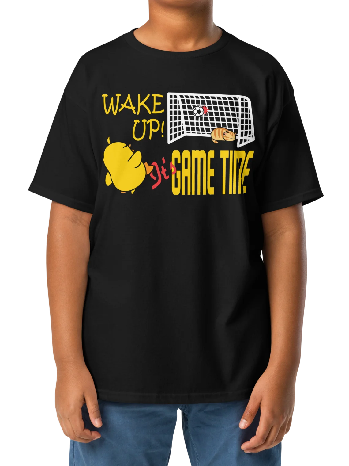 Soccer Cat (WAKE UP, It's GAME TIME) - Unisex Youth Heavyweight T-shirt product image (3)
