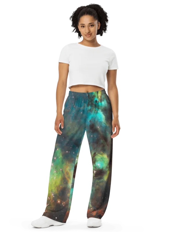 Green Galaxy Unisex Wide-Leg Pants product image (1)