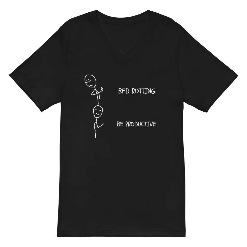 Bed Rotting vs Be Productive V-Neck Jersey T-Shirt product image (2)
