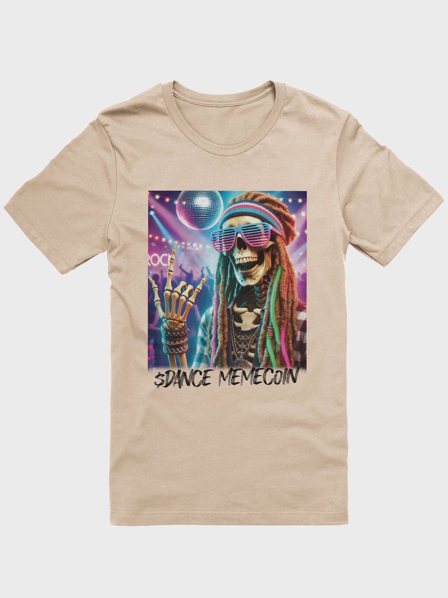 ROCK & DEAD - DANCE MEMECOIN - PREMIUM TEE - TAN product image (3)