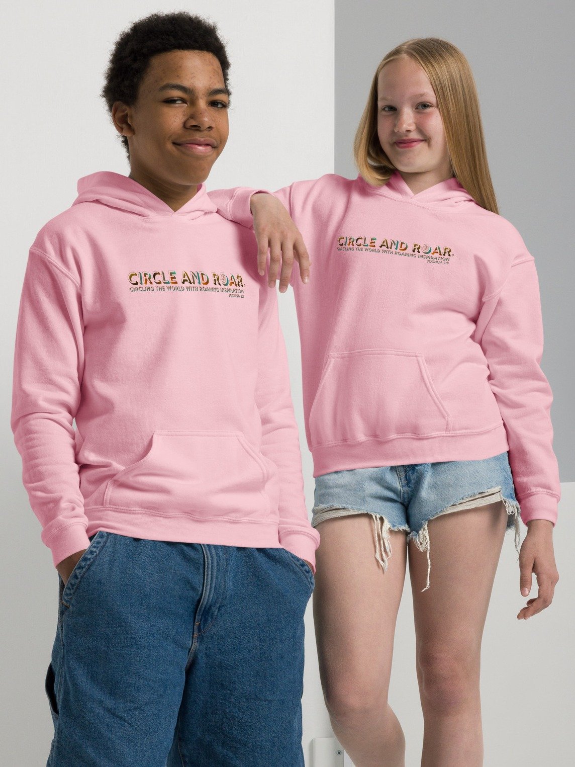 "Circle and Roar" Joshua 1:9 Gradient Text Youth Hoodie product image (1)