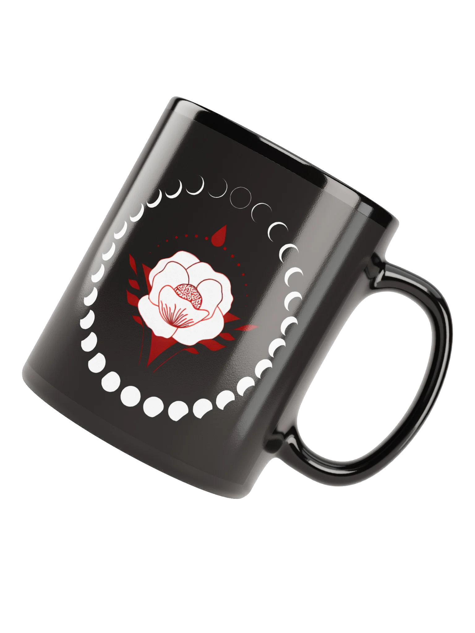 New Moon Cycle Floral Coffee Mug Black | Well Women Rising product image (6)