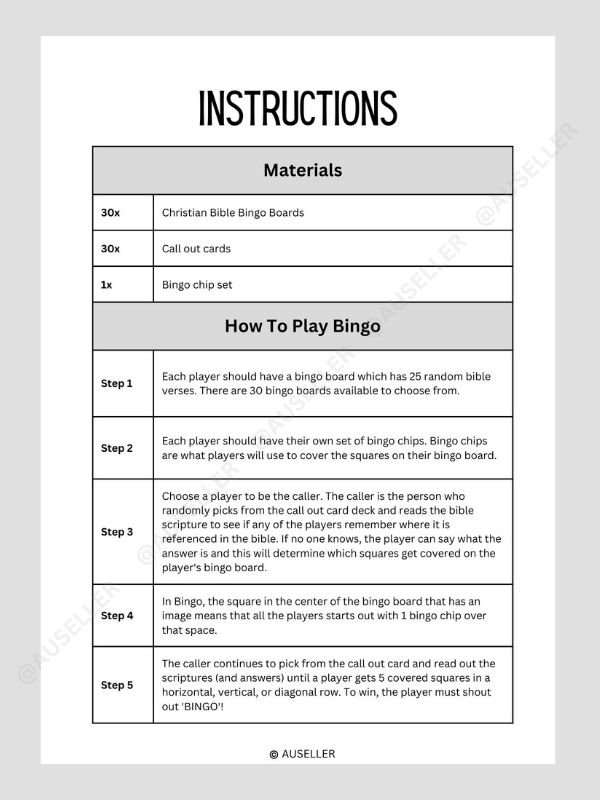 Printable Christian Bible Bingo Game Set product image (3)