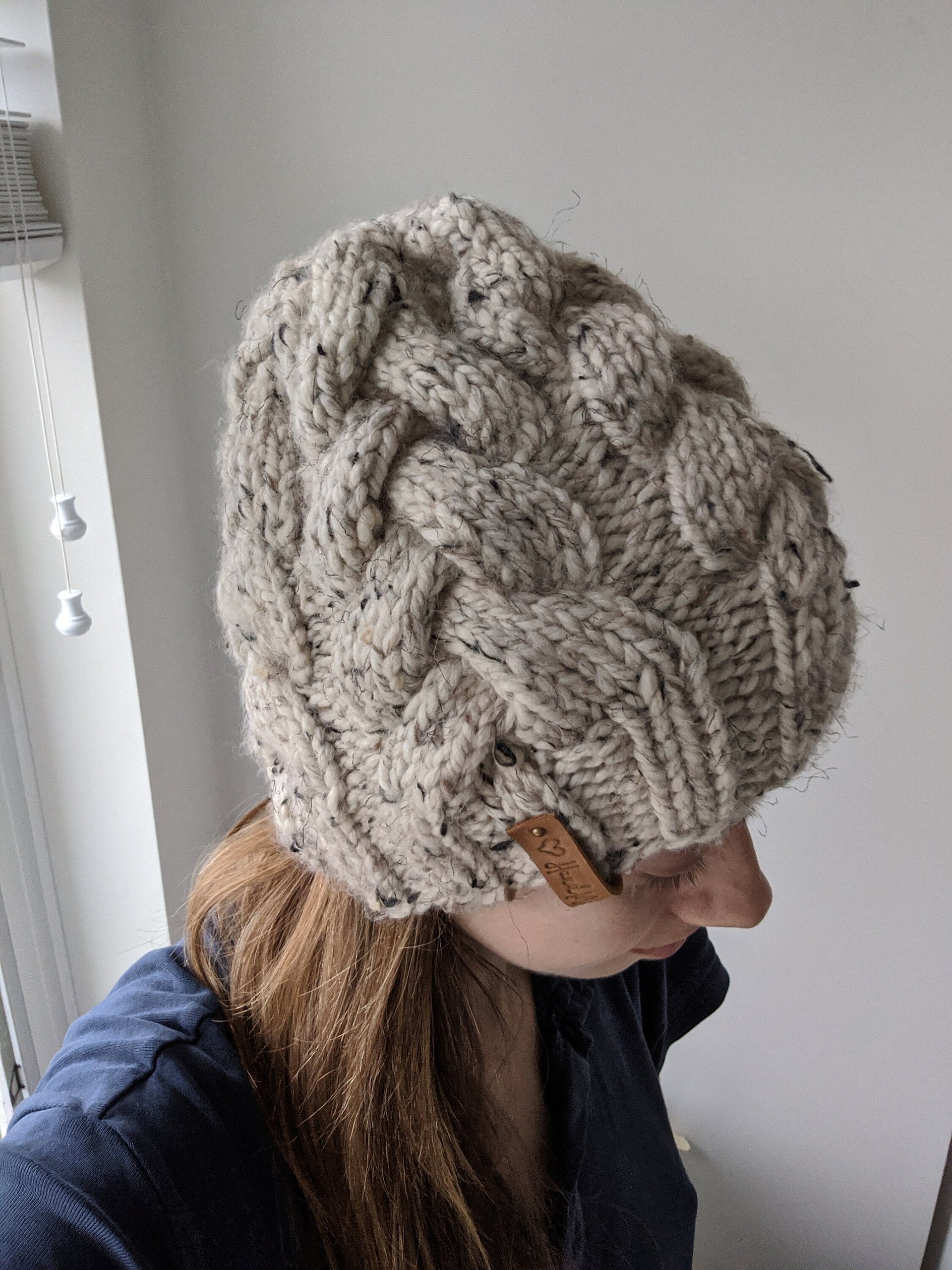 Super Bulky Oatmeal Cable Hat Knitting Pattern product image (5)