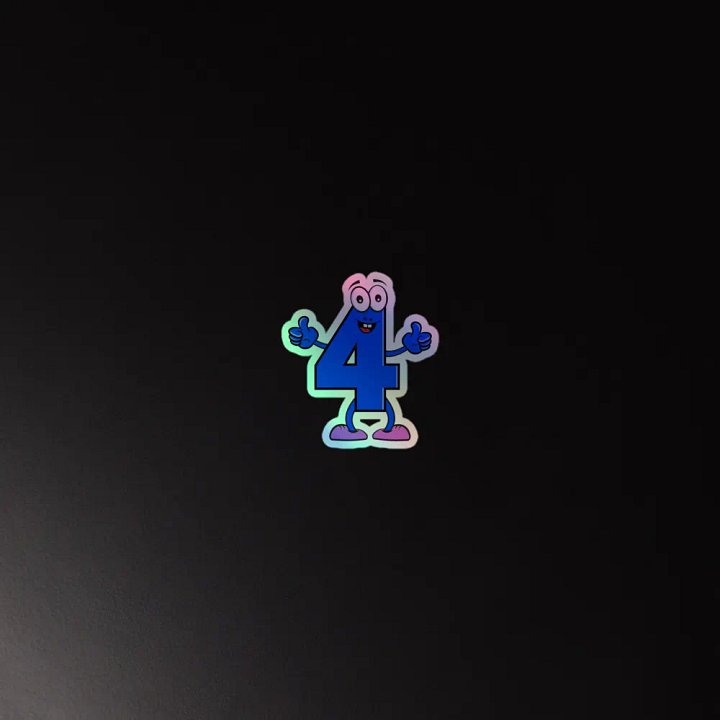 Number 4 Fun Holographic Sticker product image (2)