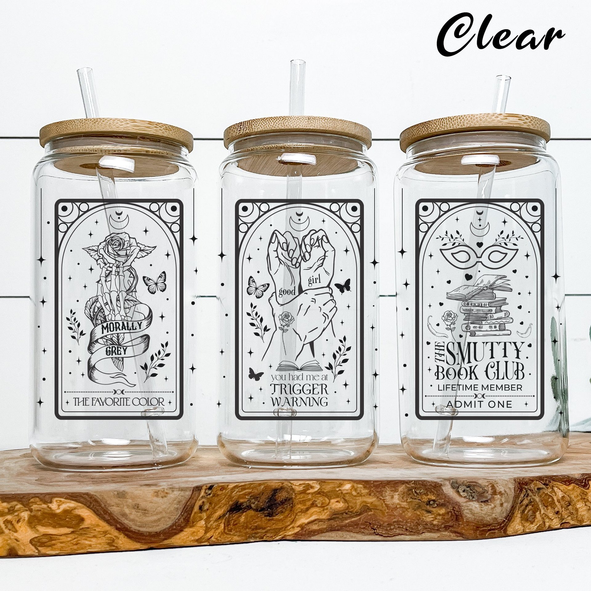 Smutty Witchy Dark Romance Tarot Celestial 16oz Glass Can Seamless Full Wrap SVG PNG, Beer Glass Sublimation Design, Digital Download product image (5)