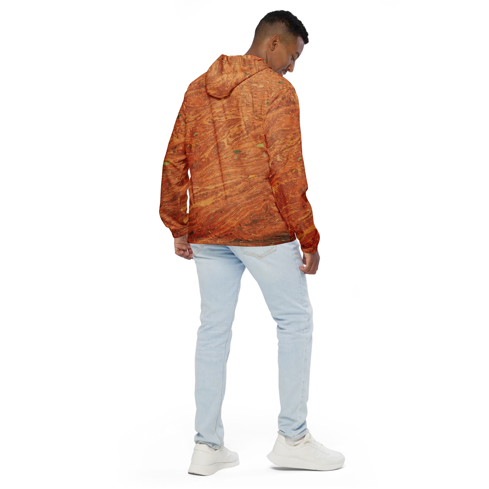 Terracotta Tea All-Over Print Warm Rust & Leaf Weatherproof Windbreaker product image (4)