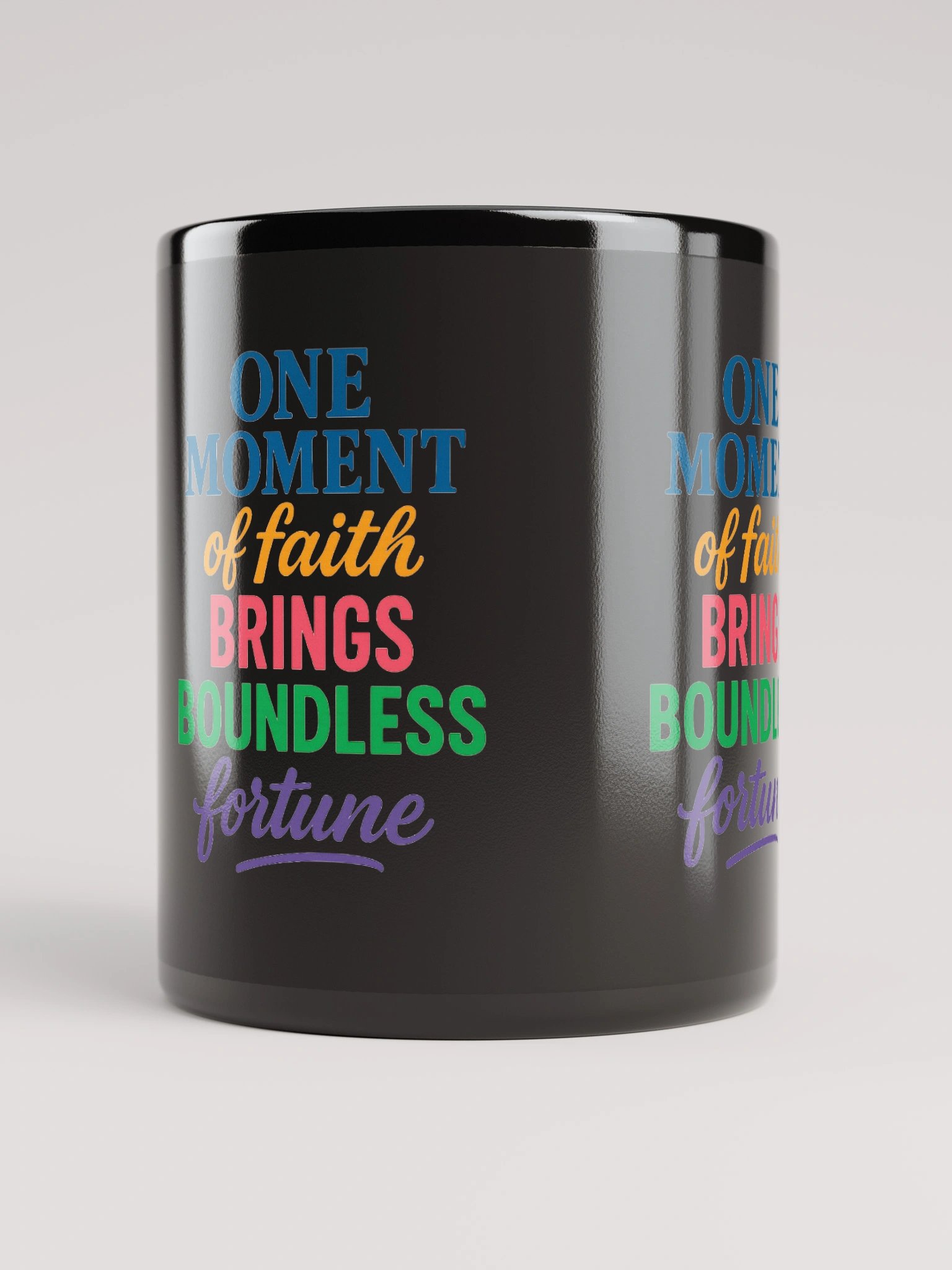 One Moment of Faith Mug – Nichiren Buddhism Inspirational Quote (Black Glossy, 11oz/15oz) product image (5)
