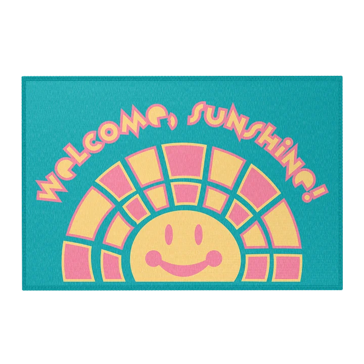 WELCOME, SUNSHINE! Smiling Sun Teal Area Rug product image (1)