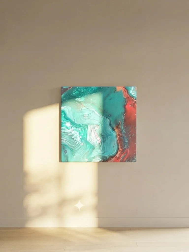 "Blue Lagoon" Abstract Art Pour Canvas Print product image (1)