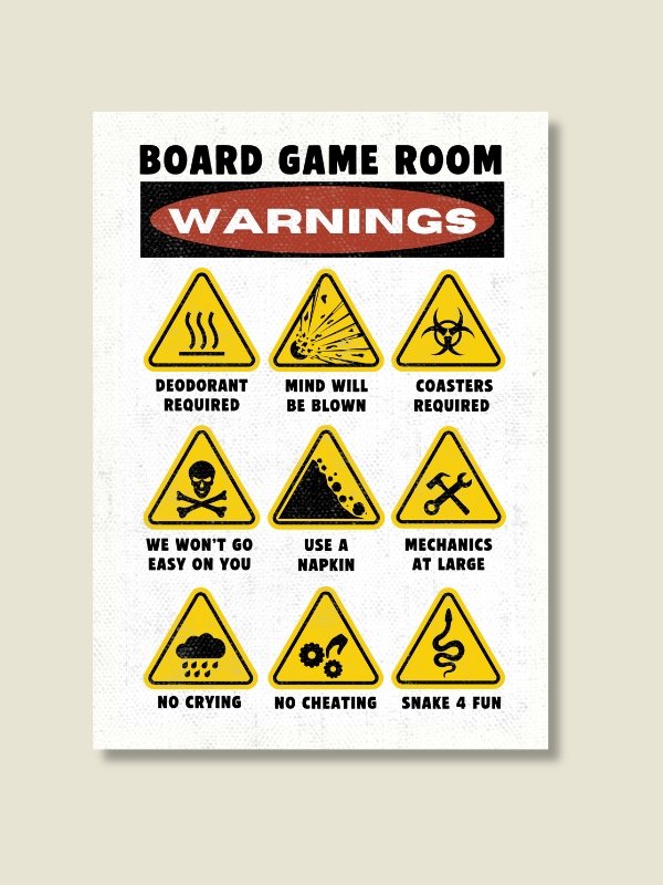 Funny Warnings and Rules Board Game Room Poster - UNFRAMED product image (1)