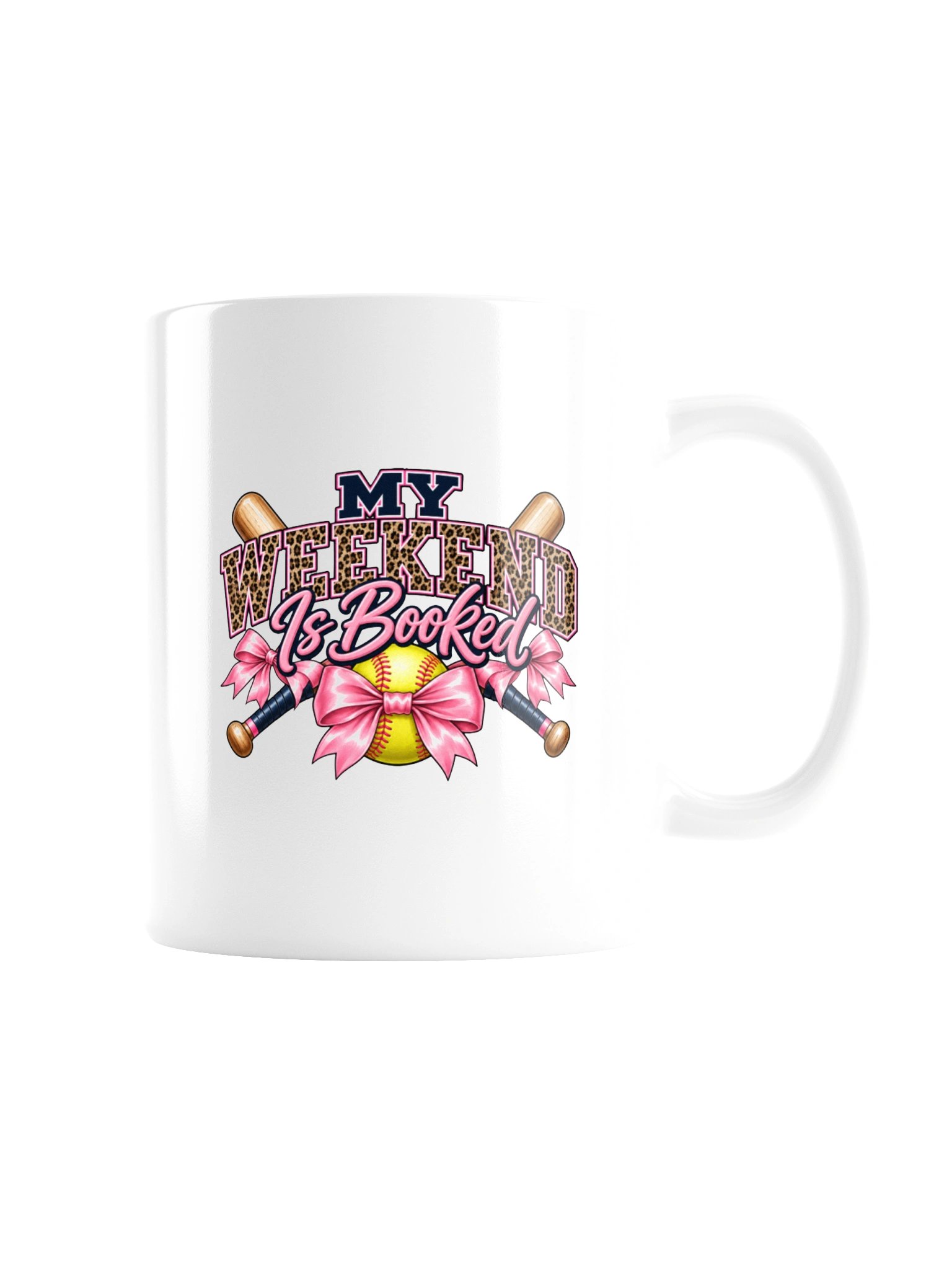 My Weekend Is Booked Softball Mug | Pink Bow Softball Mom Coffee Cup product image (3)