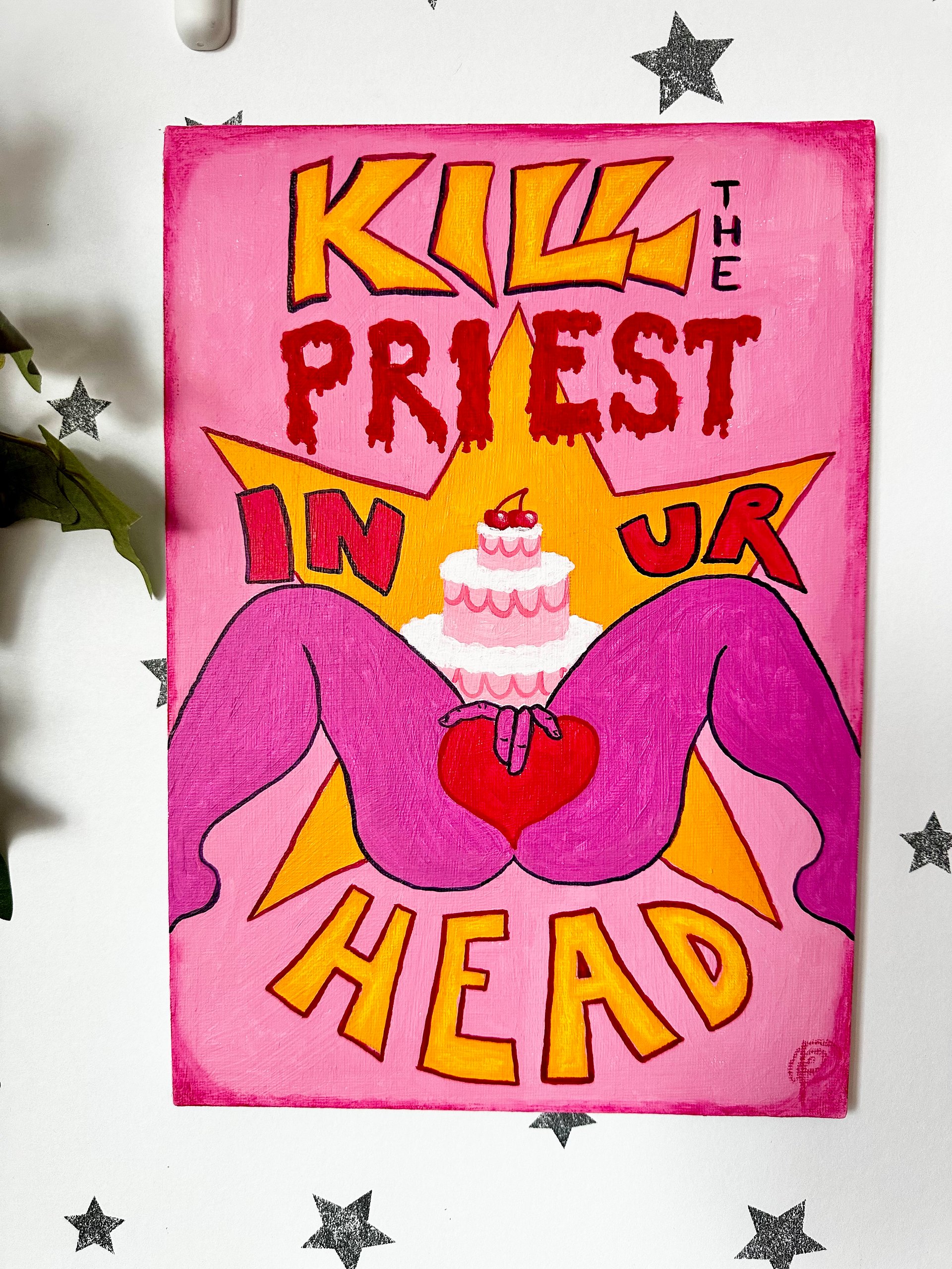 'kill the priest in your head' original painting from 'poetry f*cks' product image (1)