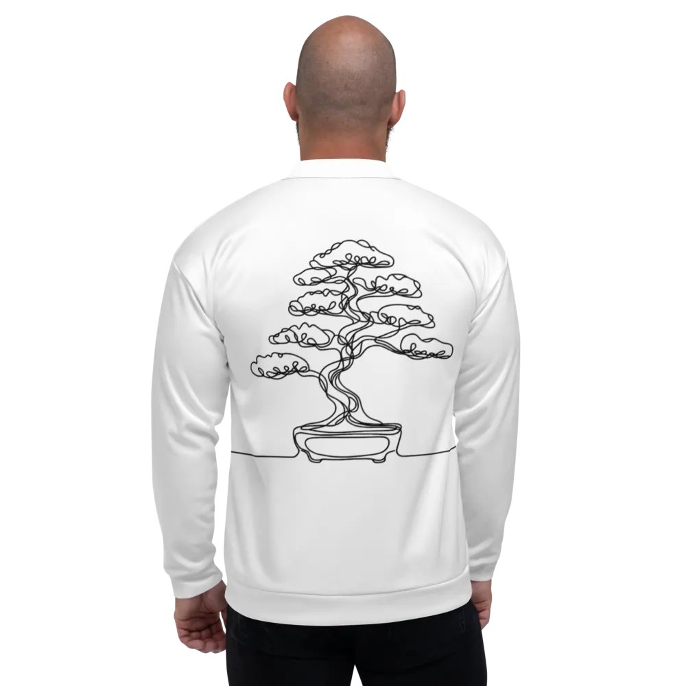 Bonsai Tree Line Art Design Bomber Jacket product image (2)