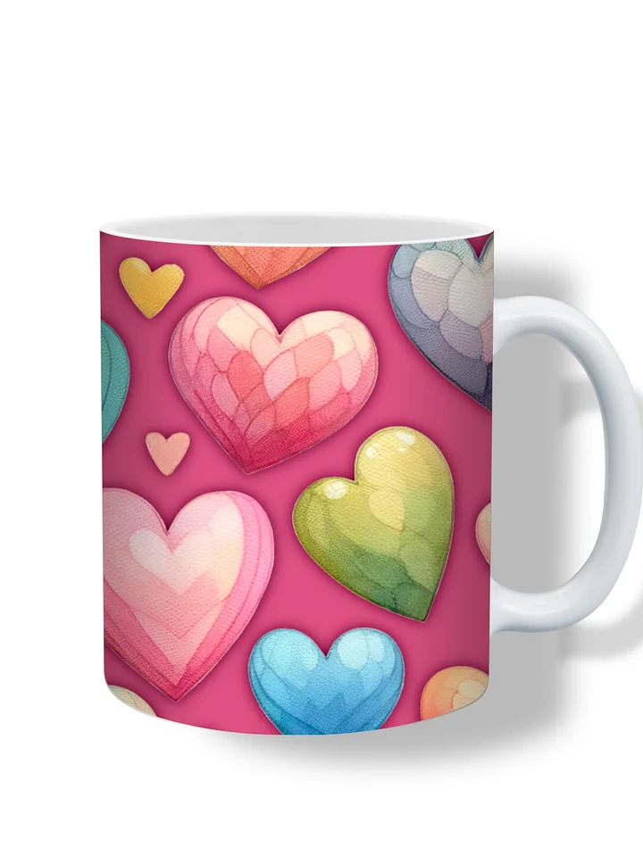 (Magenta) Colorful Hearts 11oz Coffee Mug – Cute and Romantic Love-Themed Ceramic Cup – Perfect for Valentine's Day, Anniversaries, or Daily Use product image (1)