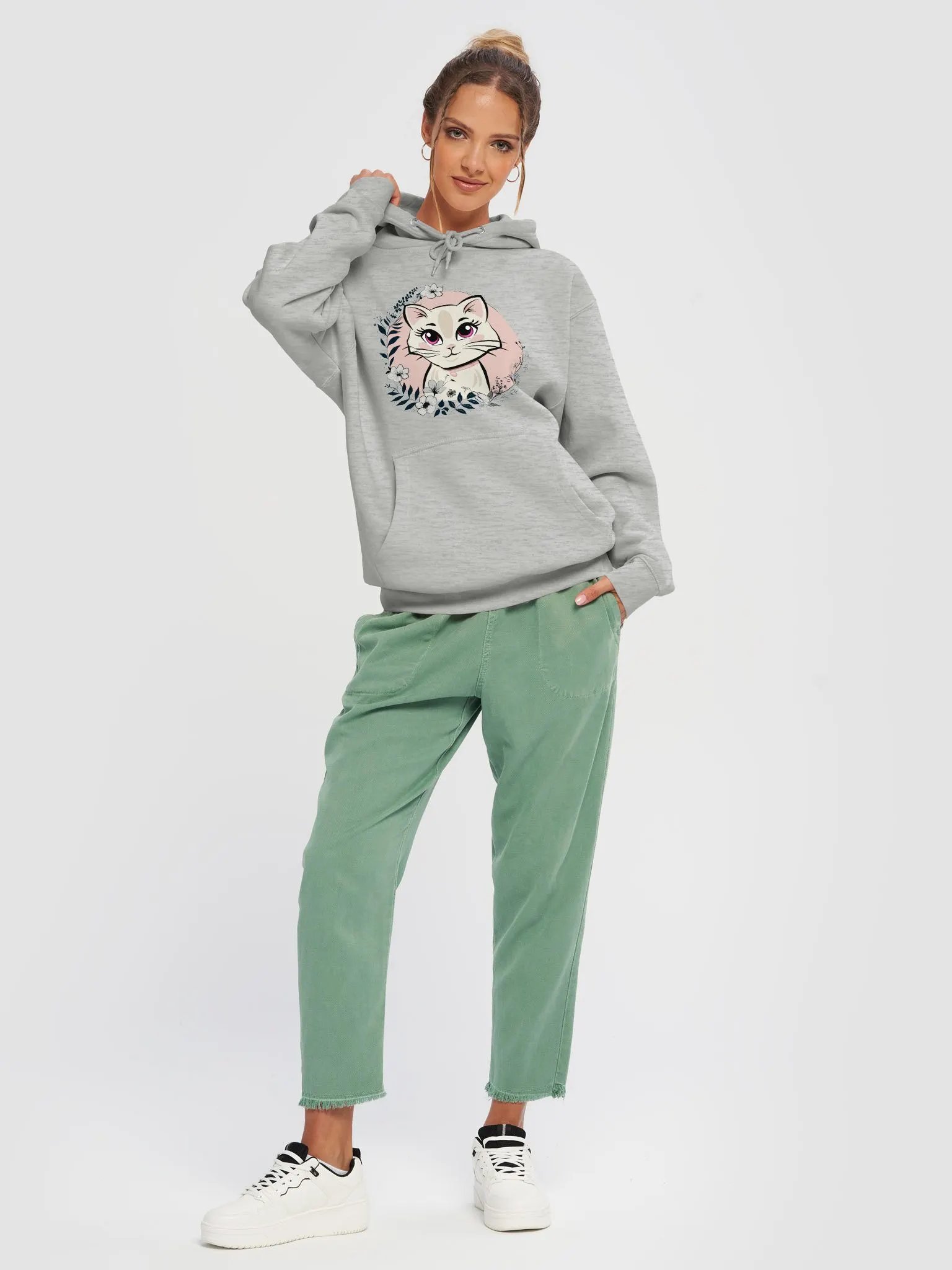 Floral Cat Circle Women’s Hoodie – Unique & Cozy product image (4)