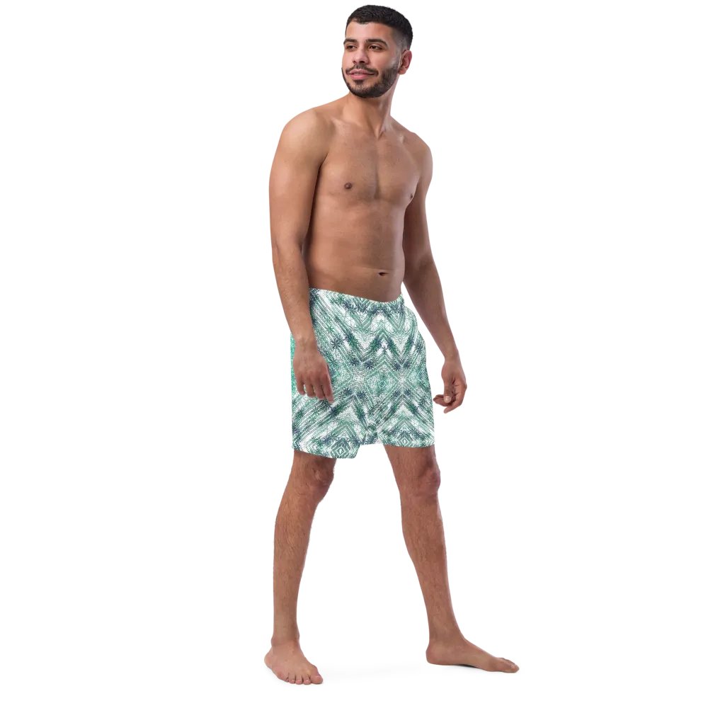 Shades Of Green Geometric Pattern Mens Swim Shorts product image (1)