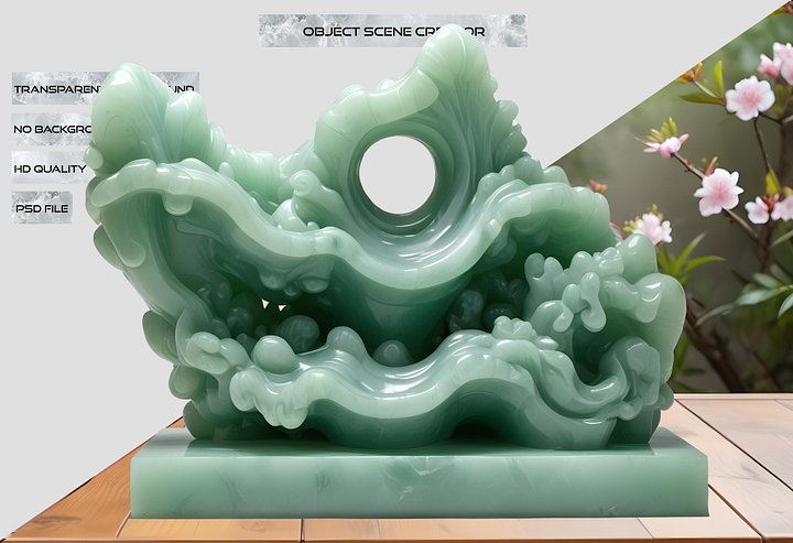 Jade Signature – Abstract Jade Wave Sculpture PNG product image (2)