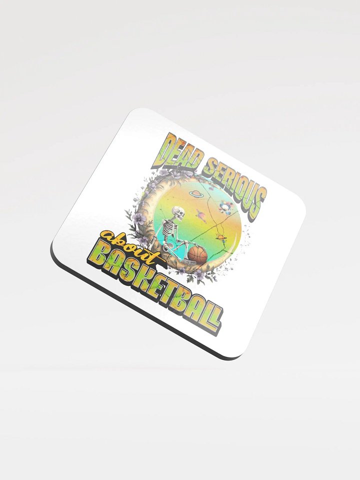 Dead Serious About Basketball Skeleton Cosmic Hoops Cork Coaster product image (2)