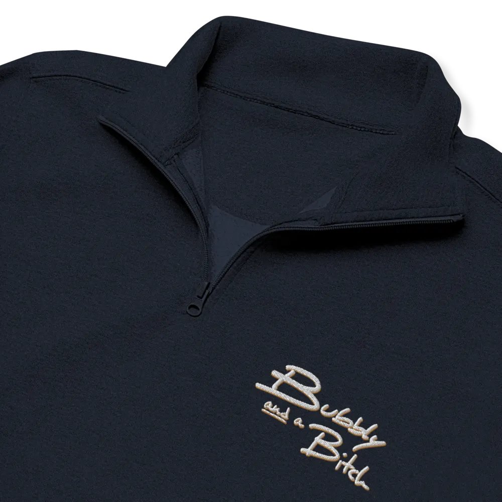 Bubbly and a B*tch (white + brass shadow design) embroidered quarter zip product image (1)