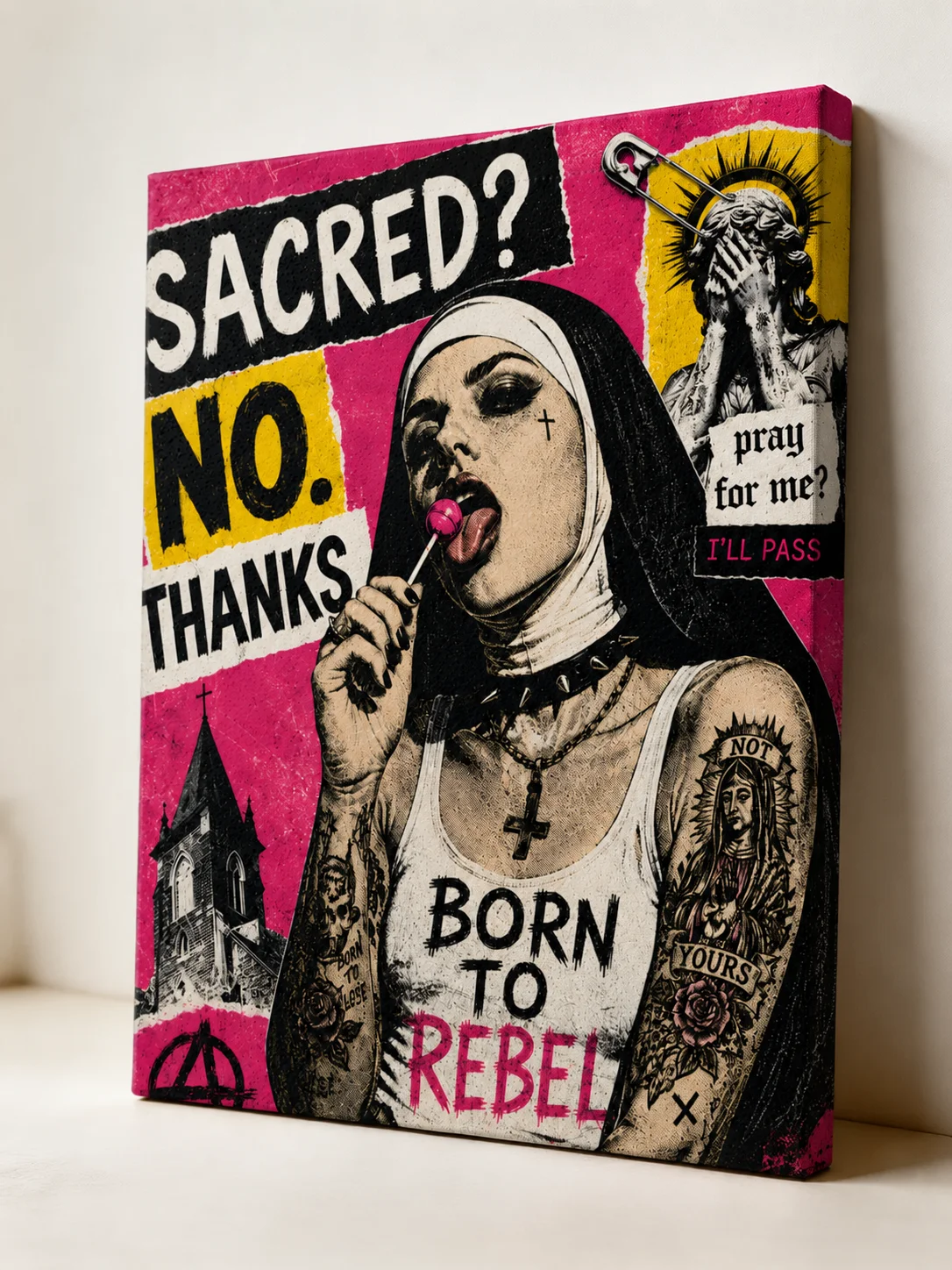 Rebel Nun Graffiti Street Art Canvas product image (1)