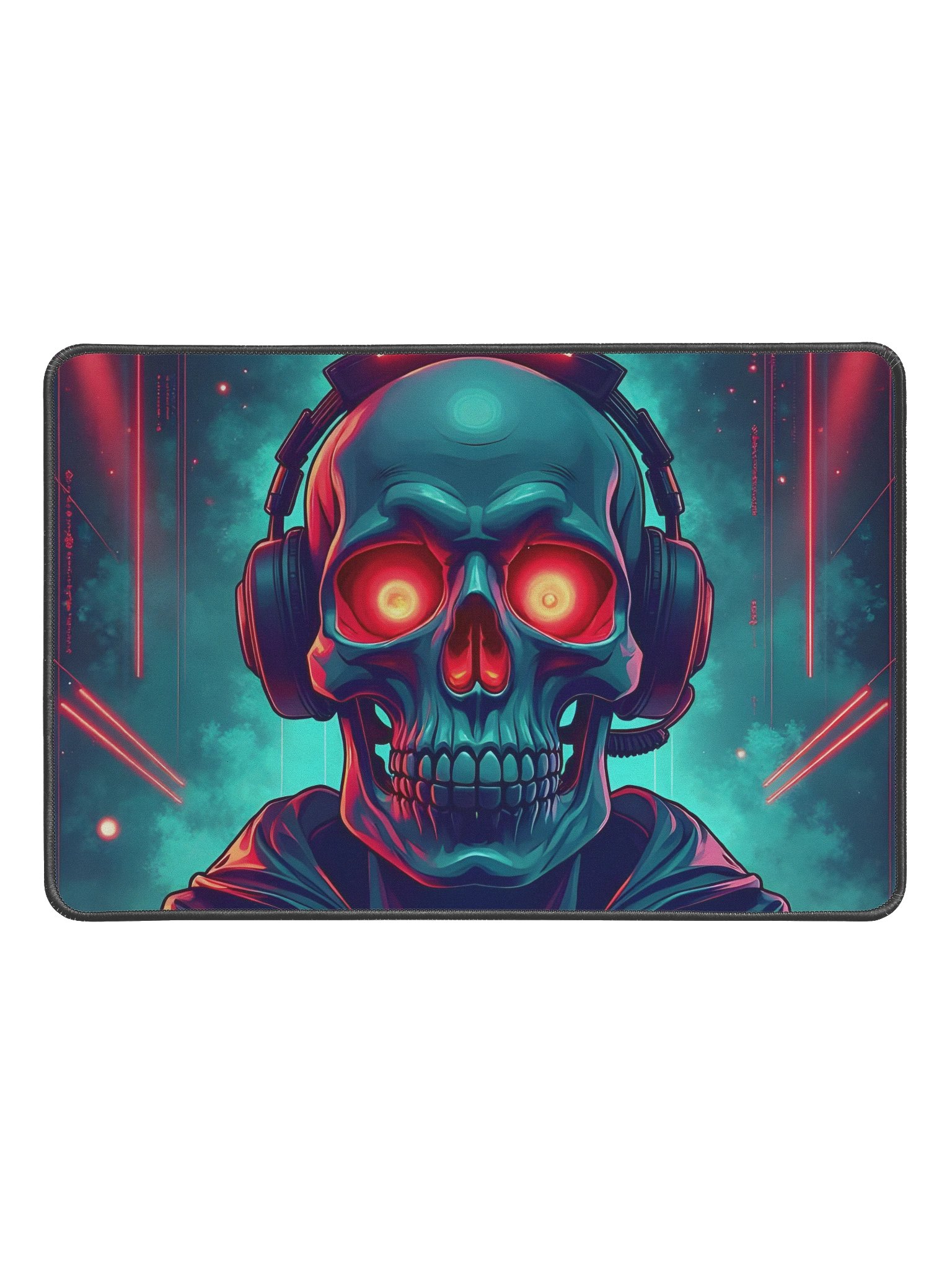 Neon Skull Cyberpunk Desk Mat product image (1)