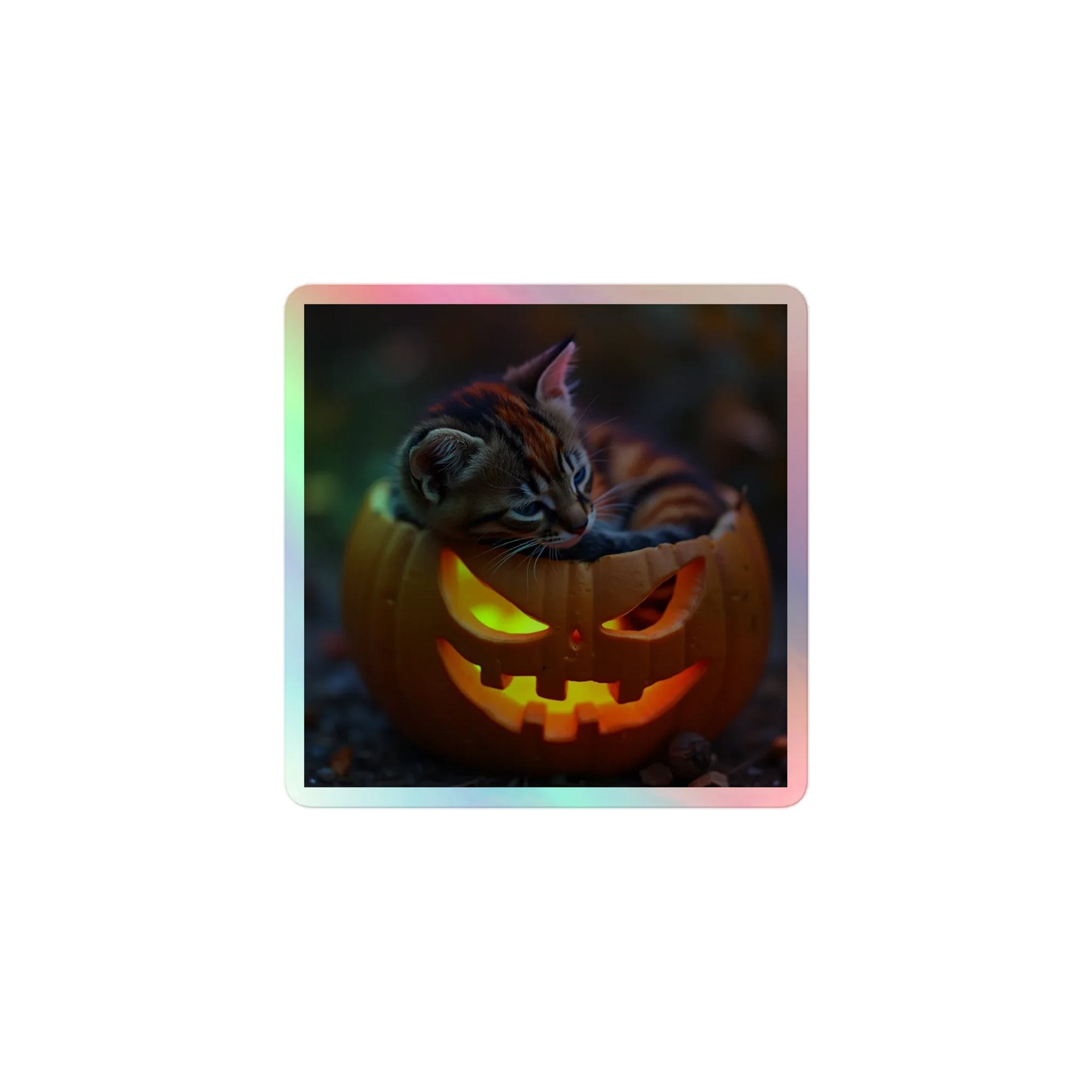 Pumpkin Kitten Holographic Sticker product image (1)