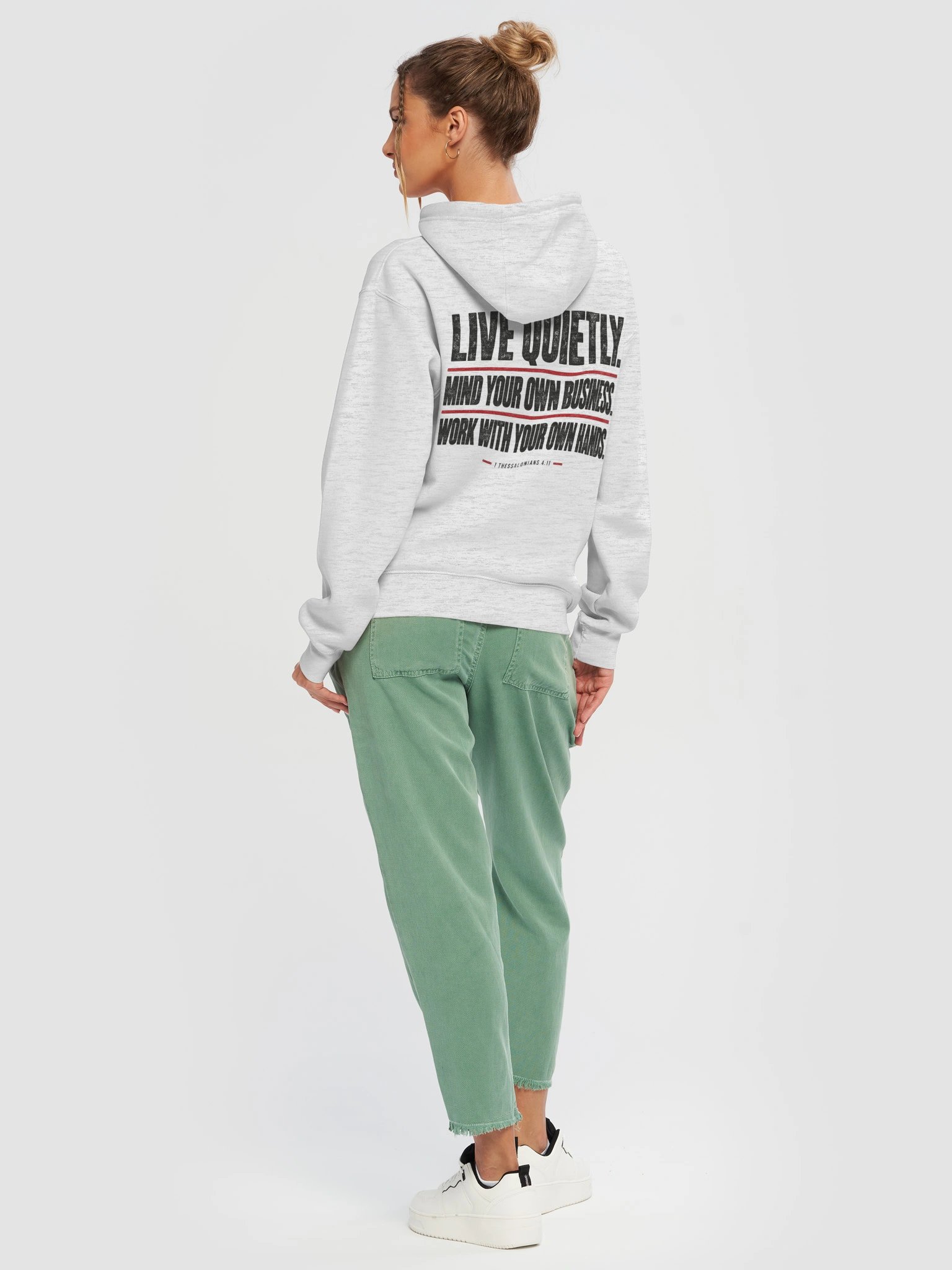 Gettin’ Junk Done — Live Quietly Hoodie | 1 Thessalonians 4:11 — Dark Edition product image (32)