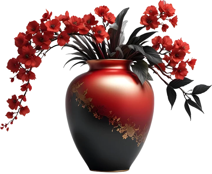 Chinese Porcelain Vase – Red and Black Gradient Elegance PNG product image (1)