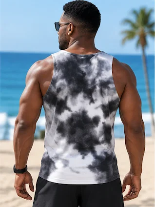 His House Mens Performance Tank - B&W Tie Dye by His House