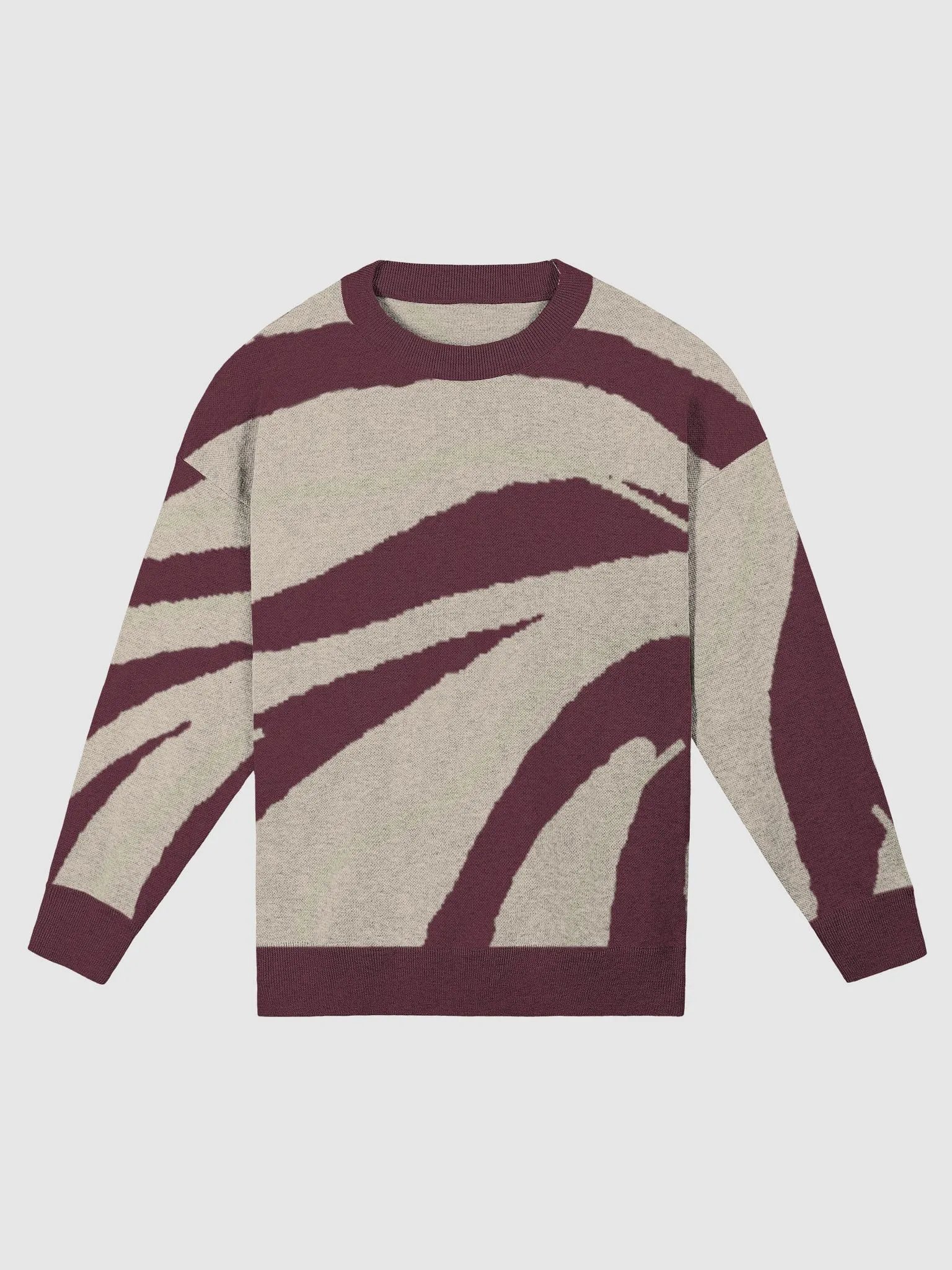 Zebra Stripe Knit Sweater - Burgundy product image (1)