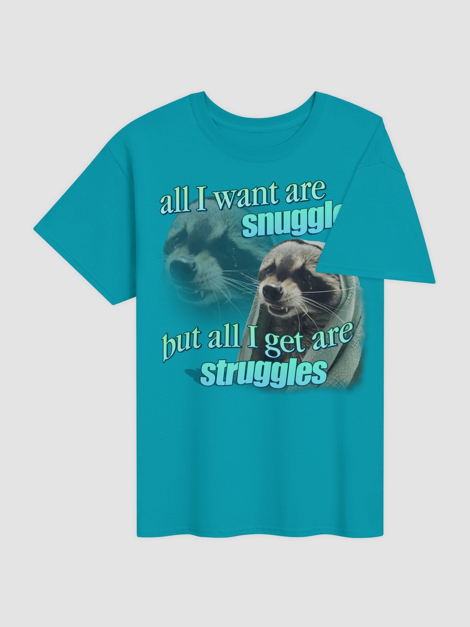 All I want are snuggles but all I get are struggles raccoon T-shirt product image (4)
