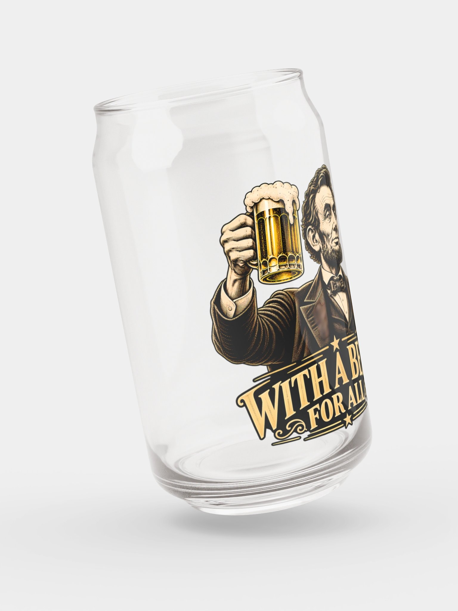 Abraham Lincoln “With a Beer for All” Beer Can Glass product image (5)