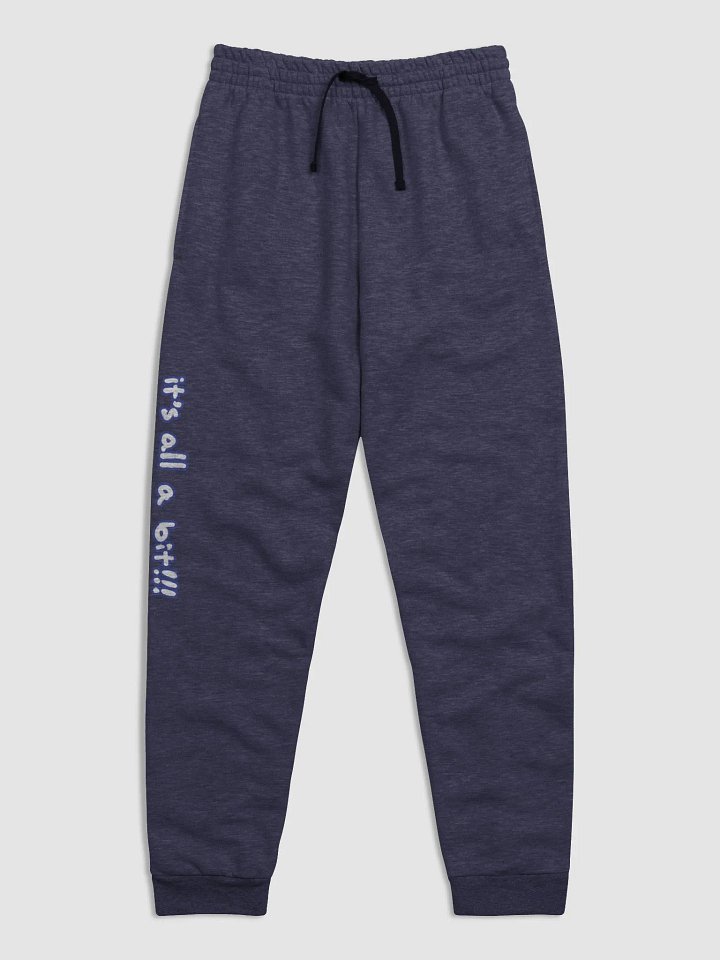 “It’s all a bit!!!” (long lined design, #3E4B9D) unisex joggers product image (1)