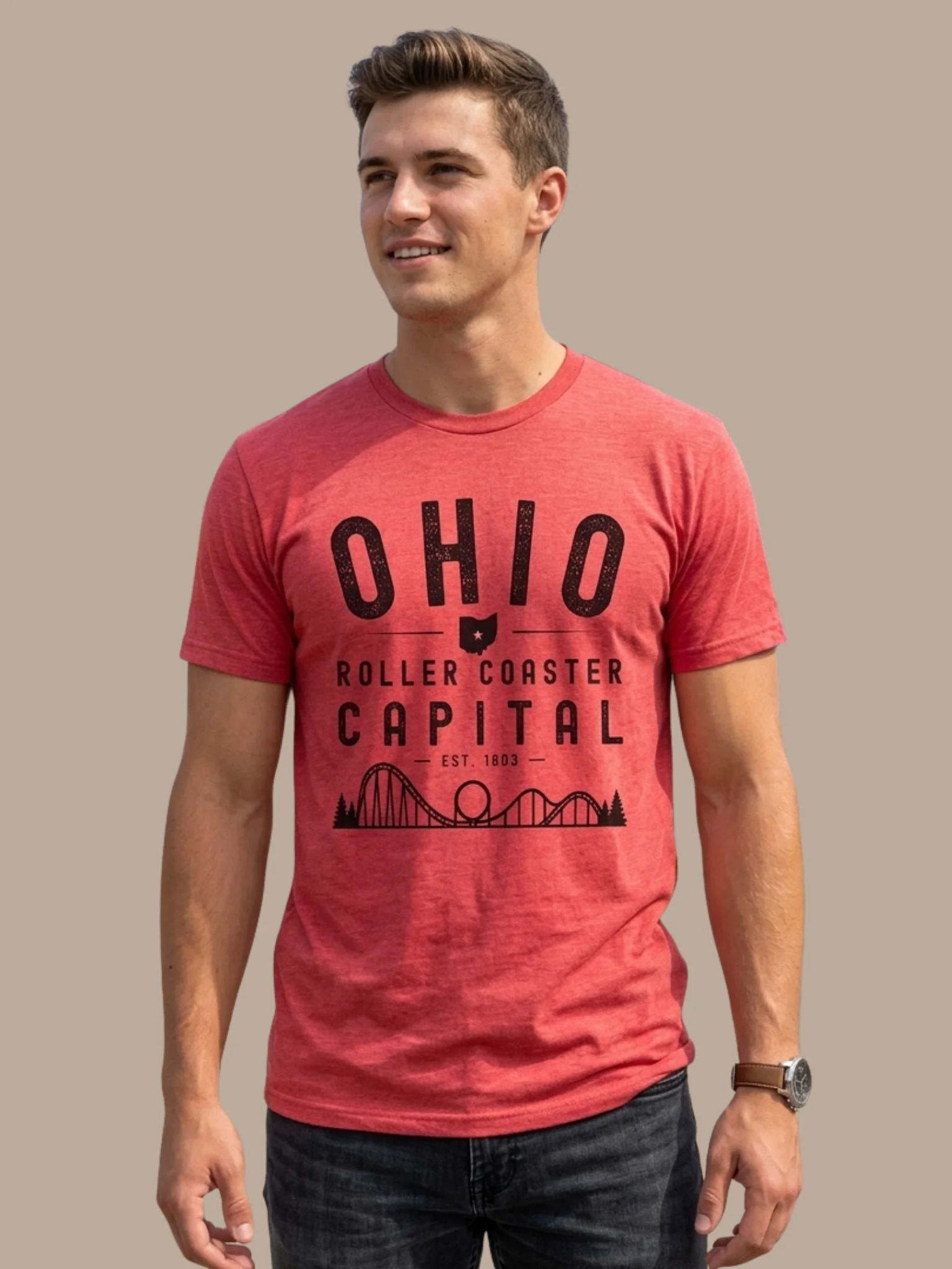 Ohio Roller Coaster Capital Vintage T‑Shirt – Est. 1803 Coaster Culture Tee product image (1)