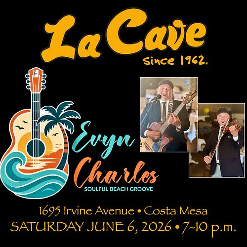 SATURDAY 7-10 p.m... Join me for Soulful Beach Groove acoustic music paired with Retro Underground Dining at @lacavecostamesa...