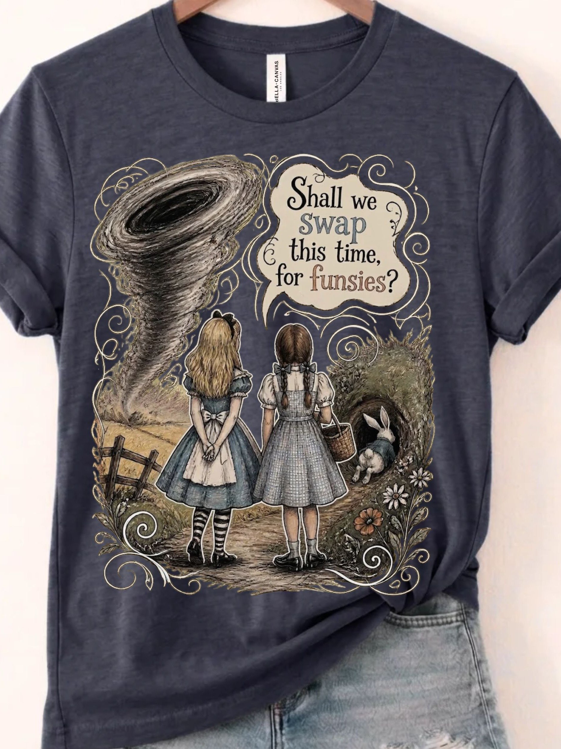 Alice and Dorothy Shirt, Wonderland Meets Oz Funny Tee product image (1)