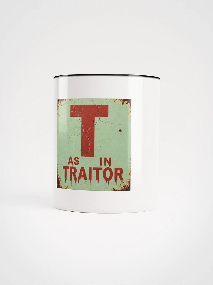 T as in traitor ceramic mug with color inside by dark alphabet product image (1)