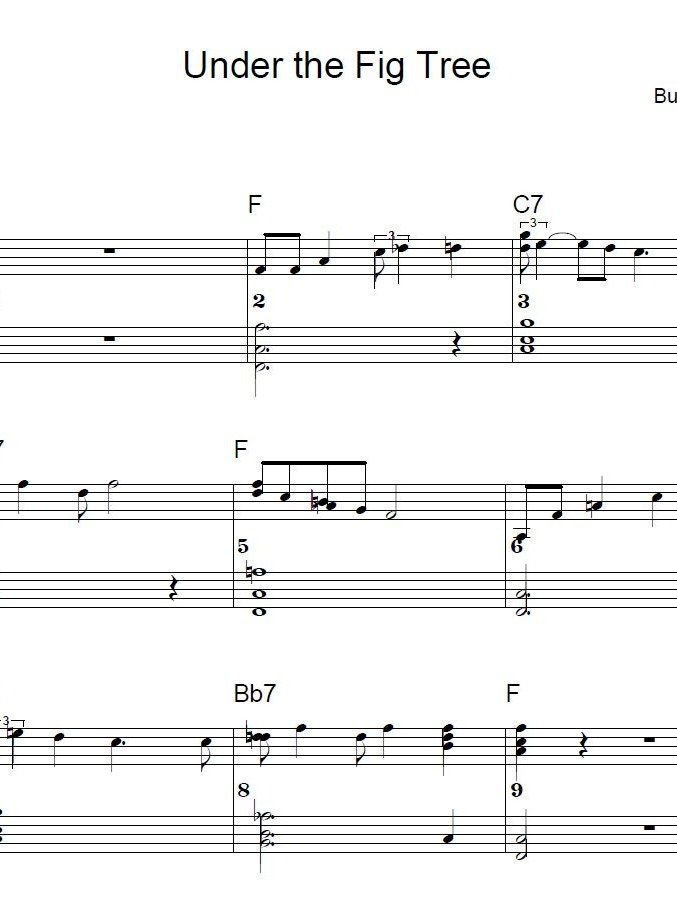 Under the Fig Tree - Blues piano - Piano sheet music product image (1)