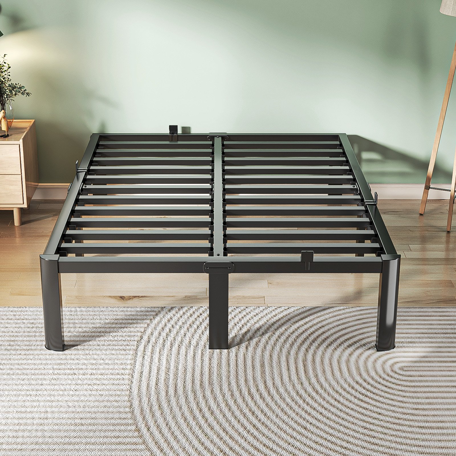 Metal Bed Frame,Full Size Bed Frame with Storage Space,Heavy Duty Sturdy Mattress Foundation,Easy Assembly,No Box Spring Needed, Black,18 Inch,Full product image (2)