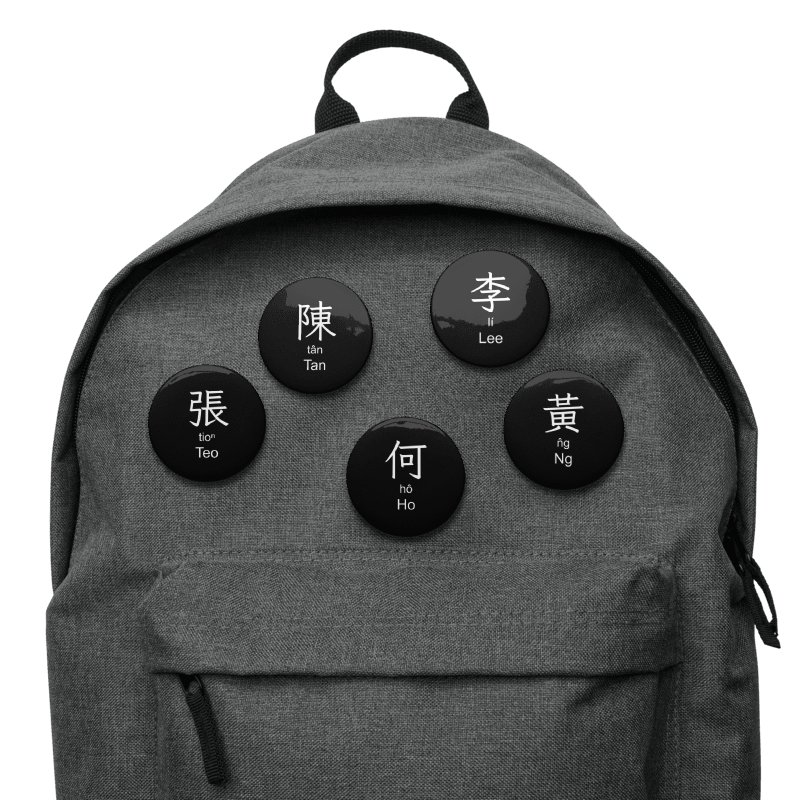 百家姓 Hundred Family Surnames Pin Buttons Set (Hokkien) [Series 1, Black] product image (6)