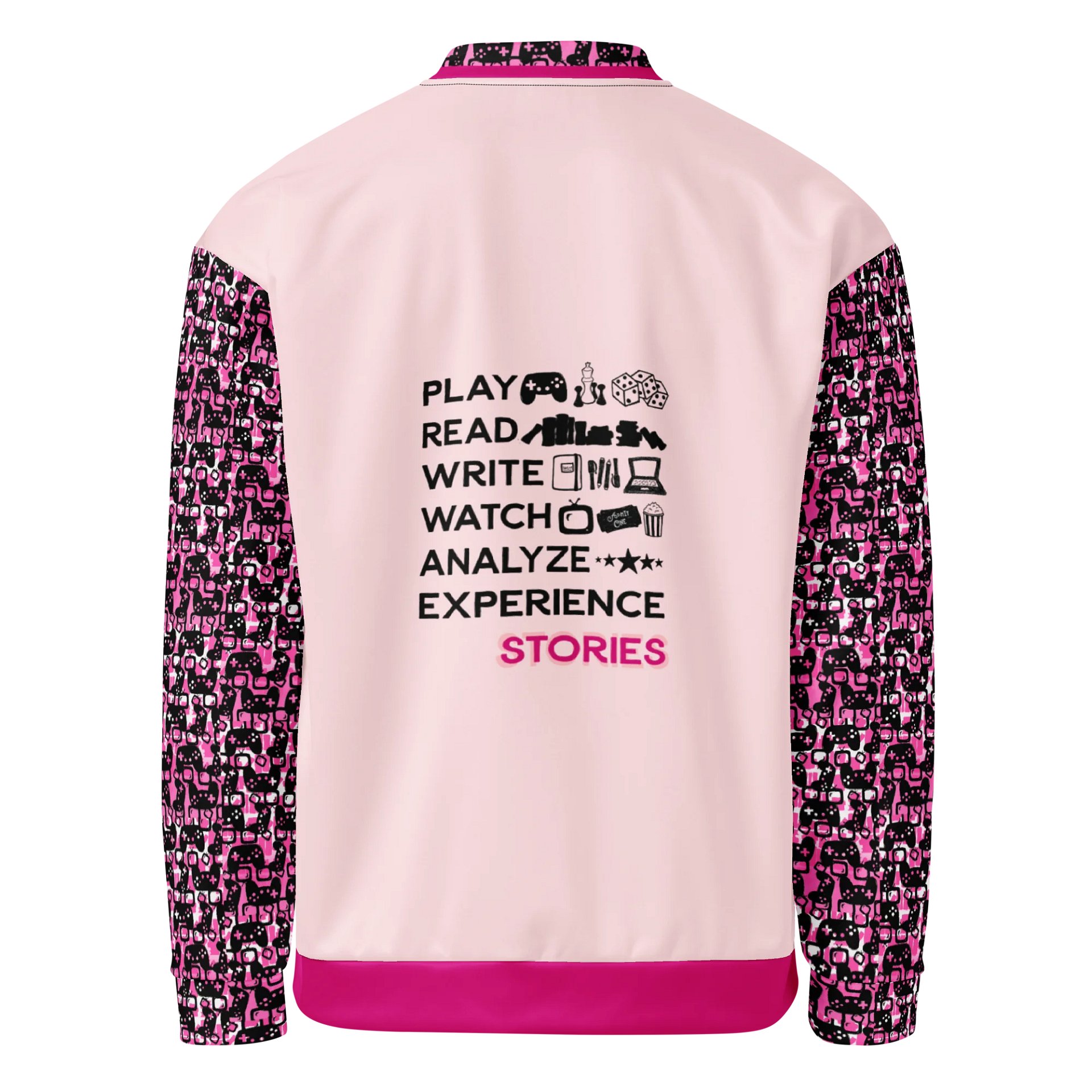 Experience Stories Unisex Bomber Jacket (Pink, Blush, and Black) product image (2)