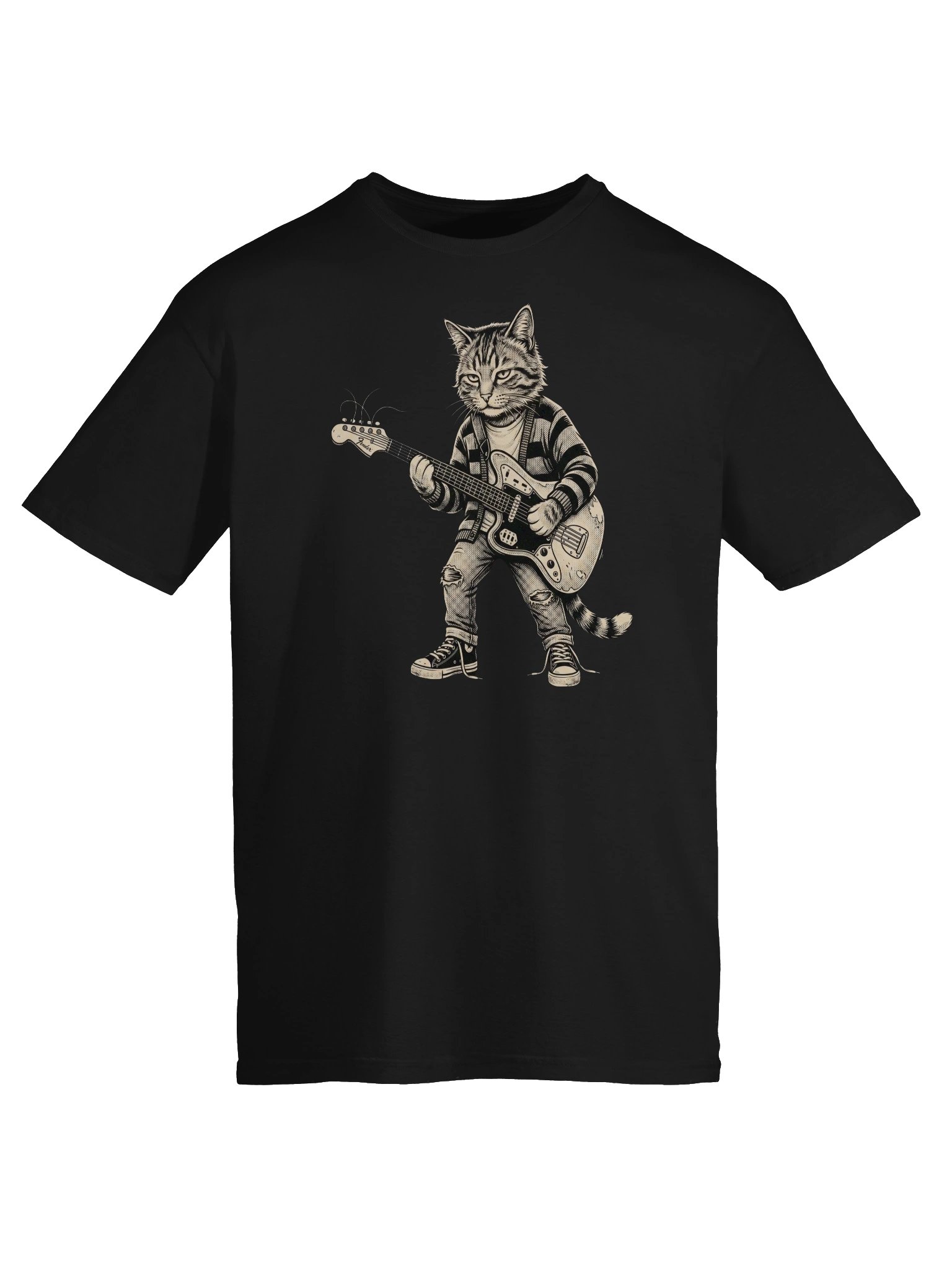 Kurt Cobain Cat Guitar T-shirt | Funny Rock Music Guitar Tee product image (6)