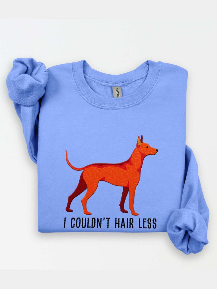 I Couldn't Hair Less Sweatshirt (Embroidered) of a Xoloitzcuintli(Red) product image (2)