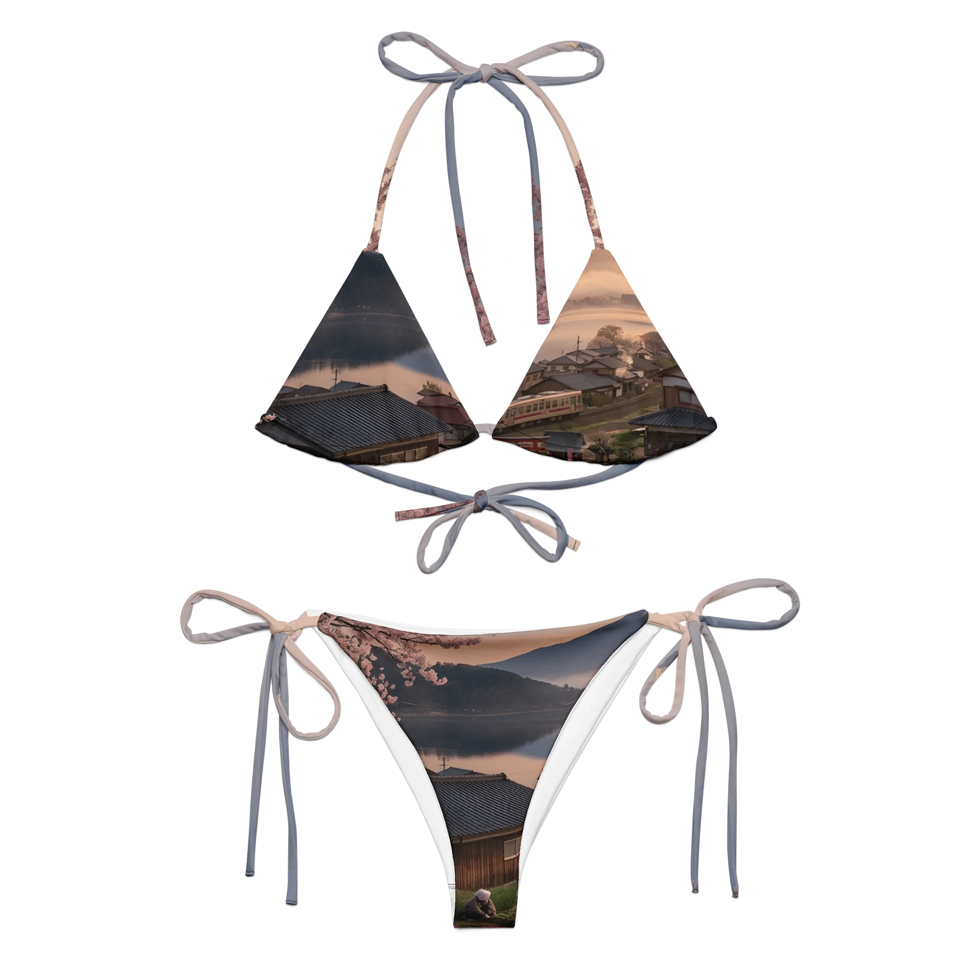 Mount Fuji Village Pink Moss Recycled String Bikini product image (1)