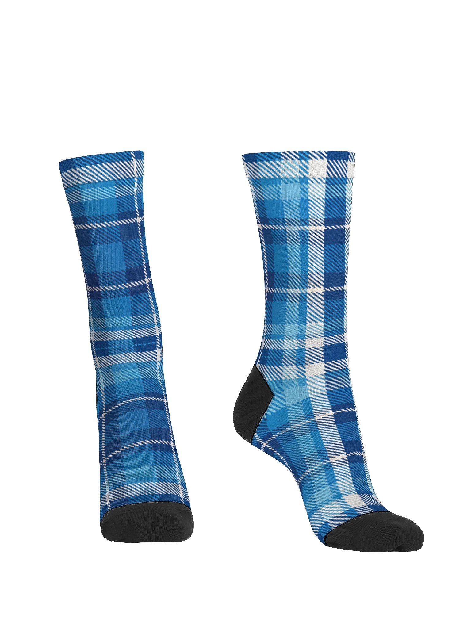 Blue Plaid Fusion Recycled Crew Socks product image (2)