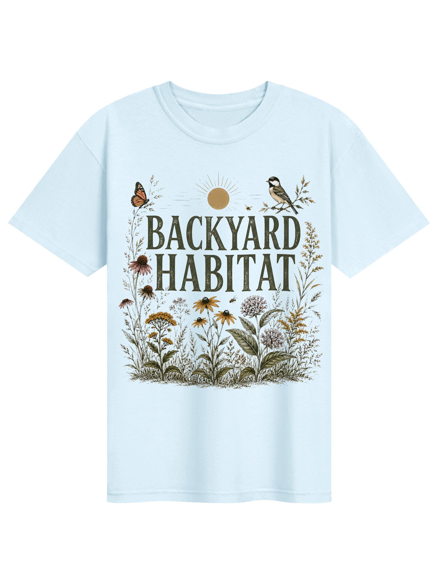 Backyard Habitat T-Shirt | Vintage Native Garden & Wildlife Design product image (4)