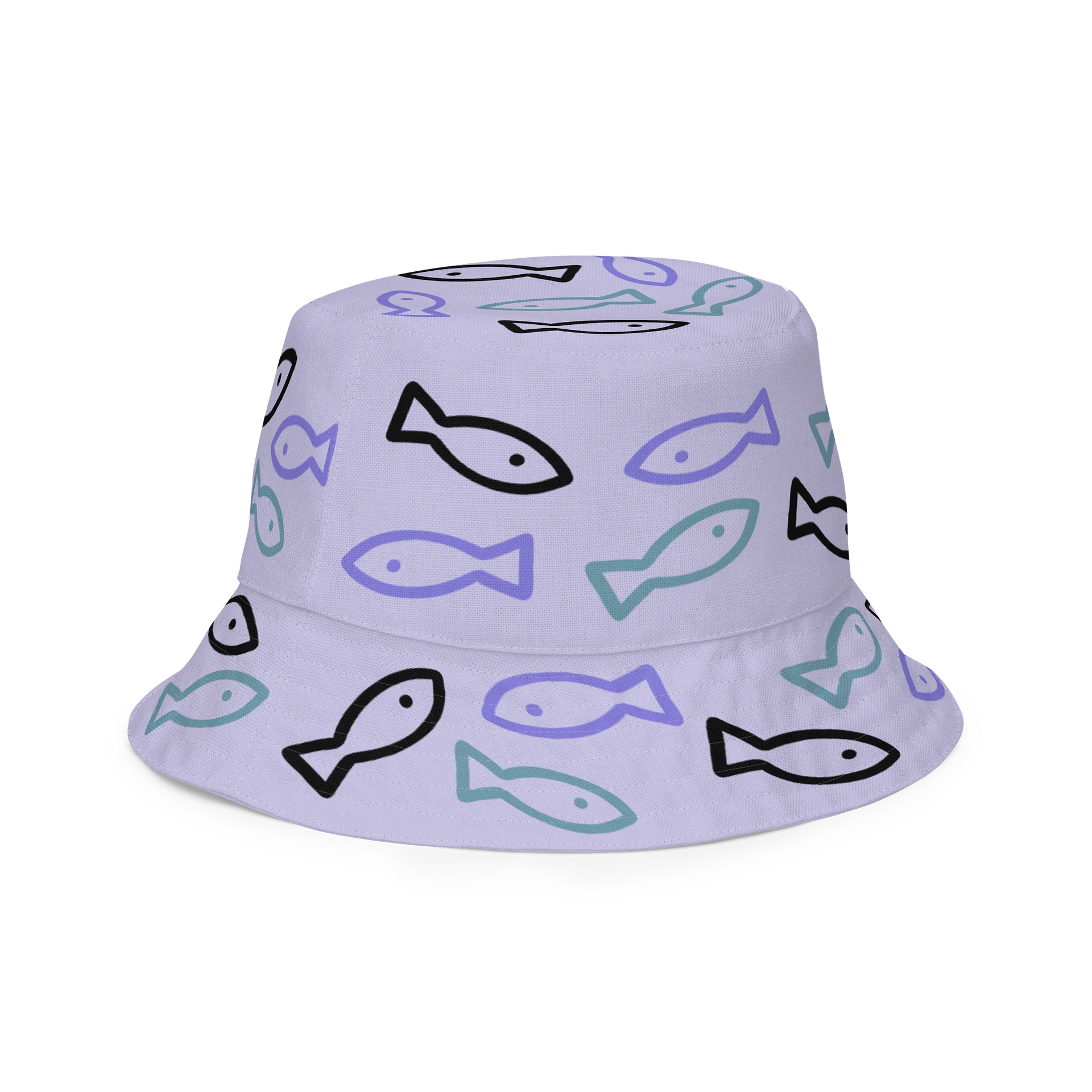 Purple Playful Fish All-Over Print Reversible Bucket Hat product image (2)