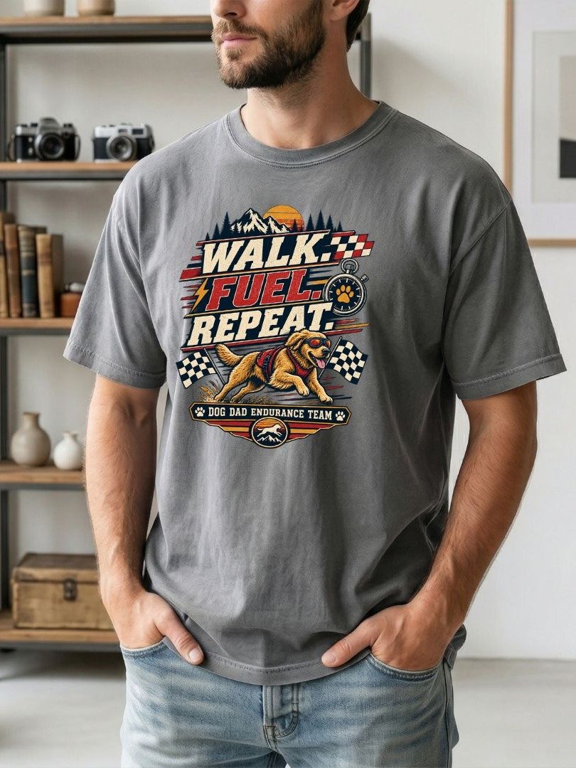 Walk Fuel Repeat Comfort Colors Tee | Dog Dad Endurance Team Shirt product image (1)